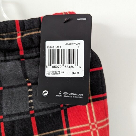 Jordan Kids' Fleece-Lined Plaid Pants - Red and Black Checkered, Size Medium NEW - Picture 3 of 9